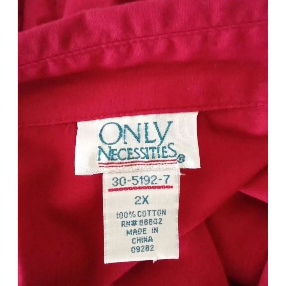 Only‎ Necessities Shirt 2X Western Prairie Farm Pearl Snap Front Cotton Long Sl
